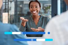 Entrevistadora em frente a dois candidatos para vaga, falando sobre perguntas mais difíceis em entrevista de emprego.